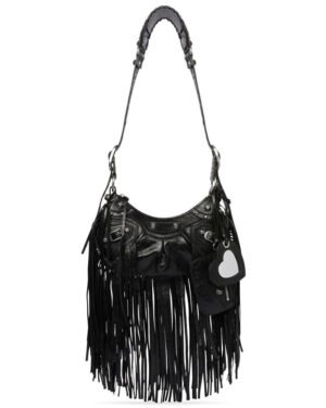 Balenciaga Le Cagole Fringed Shoulder Bag Black