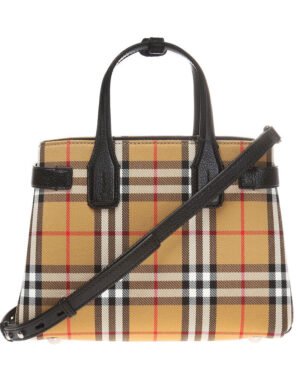 Burberry Banner Small Vintage Check Tote Bag Black