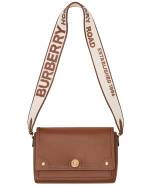 Burberry Topstitched Leather Shoulder Bag Coffee