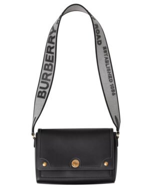 Burberry Topstitched Leather Shoulder Bag Black