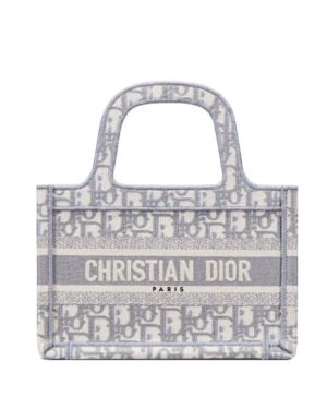 Christian Dior Mini Book Tote Original Dior Oblique Embroidered Canvas Bag Gray