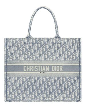 Christian Dior Book Tote With Dior Oblique Embroidery Gray