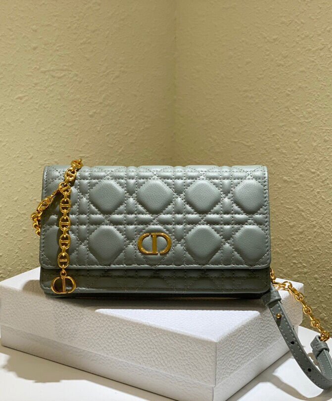 Christian Dior Caro Belt Pouch With Chain Gray - Image 2