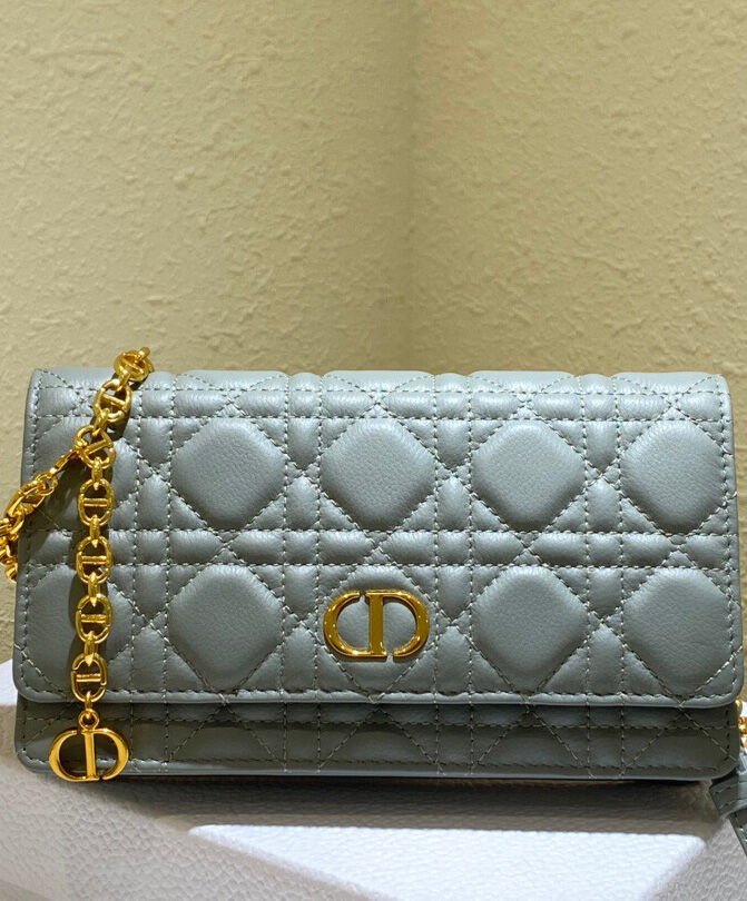 Christian Dior Caro Belt Pouch With Chain Gray - Image 3