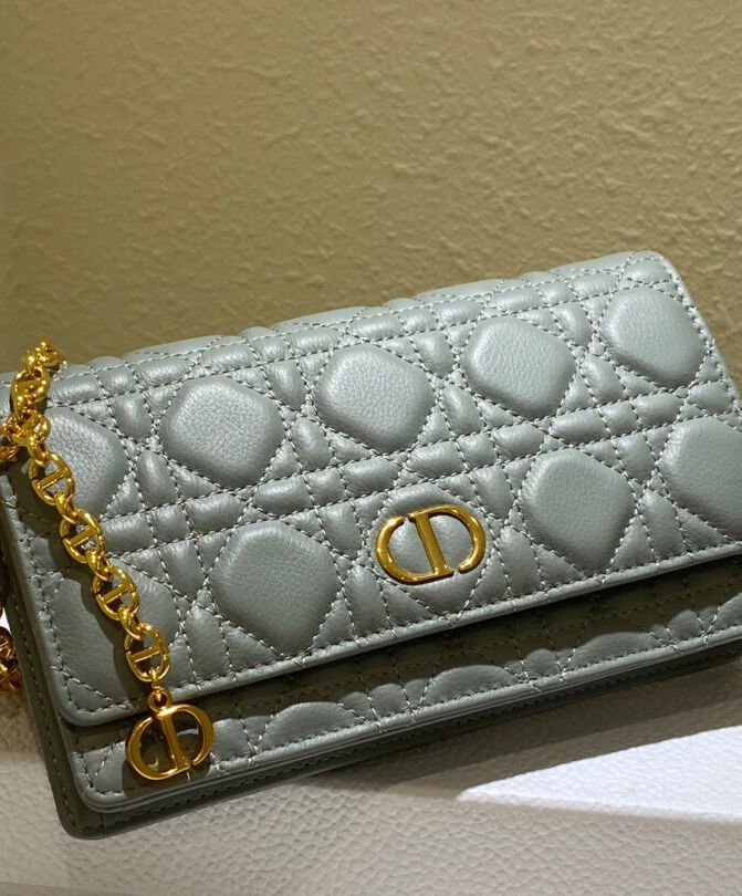 Christian Dior Caro Belt Pouch With Chain Gray - Image 4