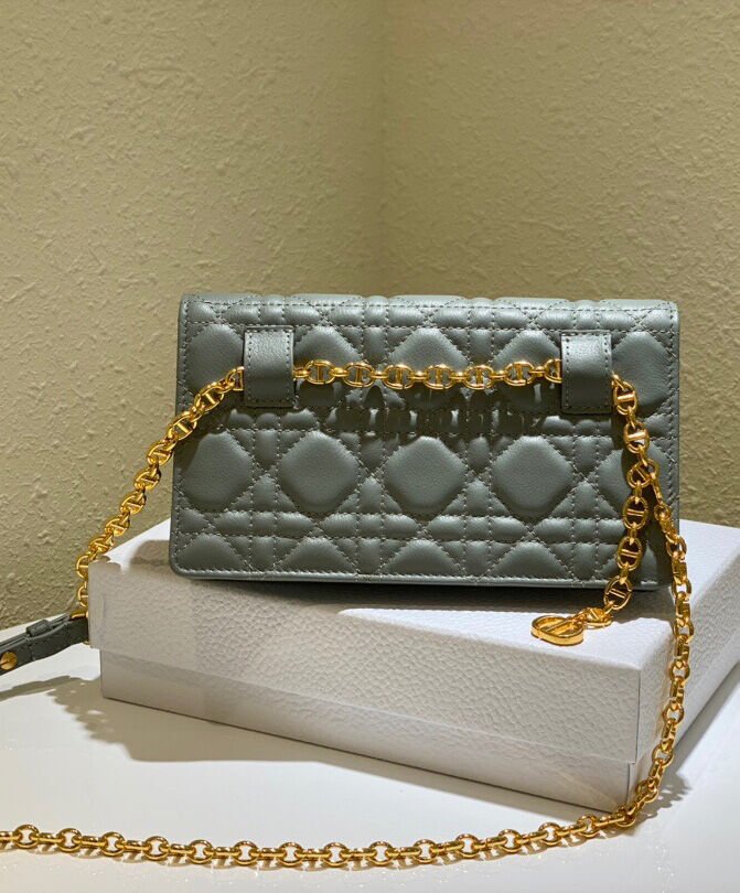 Christian Dior Caro Belt Pouch With Chain Gray - Image 5