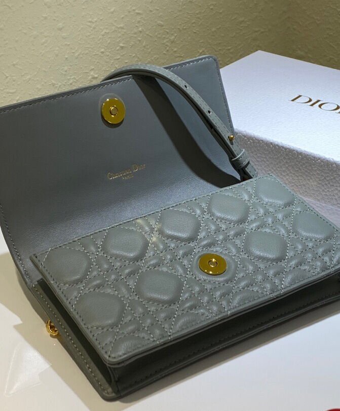 Christian Dior Caro Belt Pouch With Chain Gray - Image 8