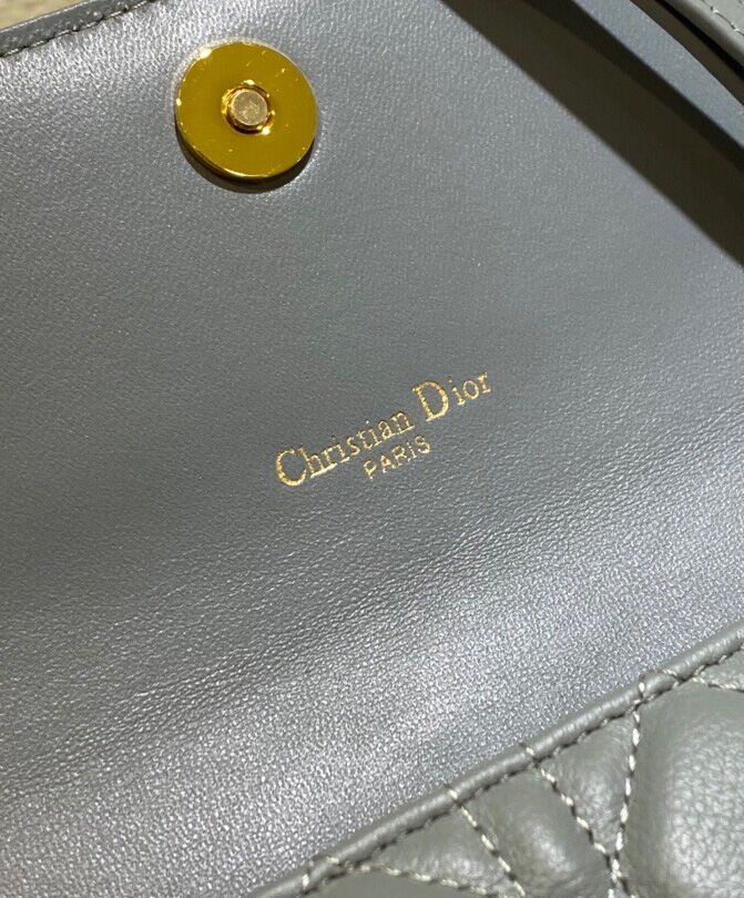 Christian Dior Caro Belt Pouch With Chain Gray - Image 9