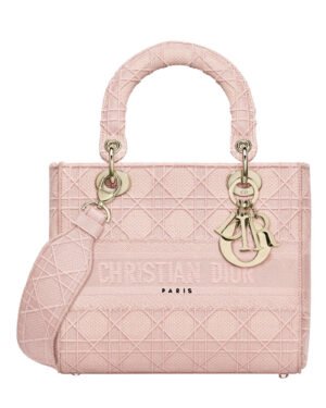 Christian Dior Medium Lady D-lite Embroidered Cannage Bag Pink