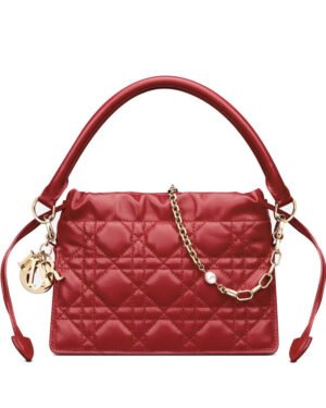 Dior Lady Dior Top Handle Drawstring Mini Bag S0981 Red