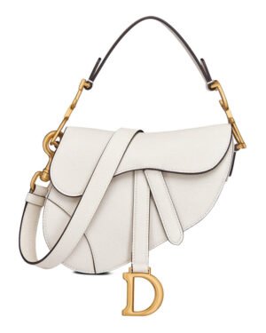 Christian Dior Mini Saddle Bag With Strap White