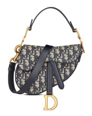 Christian Dior Mini Saddle Bag With Strap Dark Blue