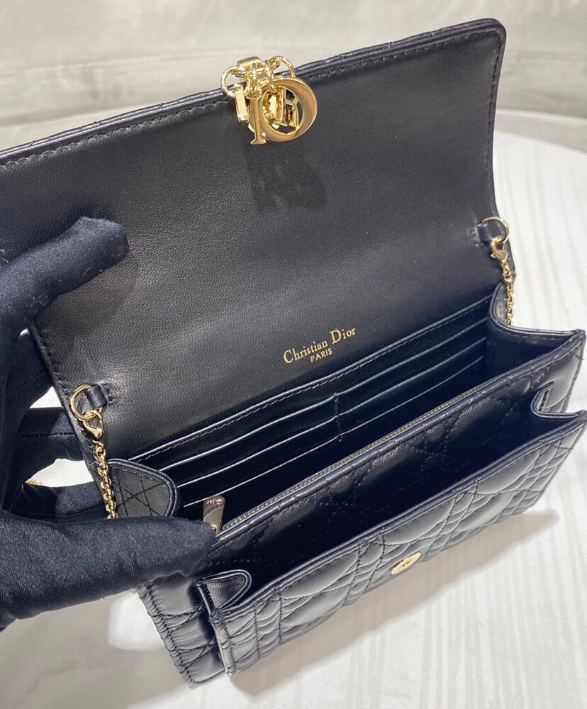 Christian Dior Lady Dior Chain Pouch Black - Image 6