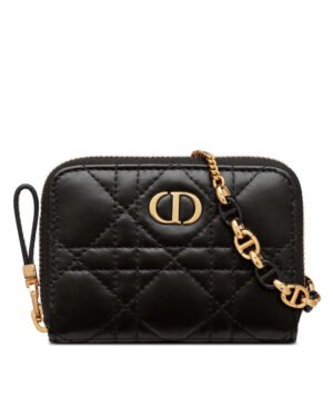 Christian Dior Mini Dior Caro Zipped Pouch Black
