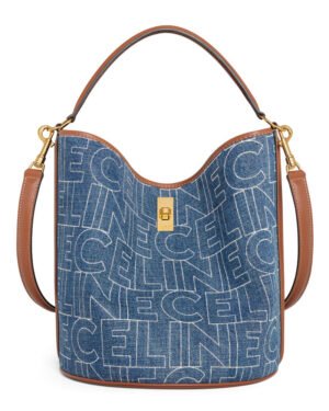 Celine Bucket 16 Bag In Denim With Celine All-Over Print Blue
