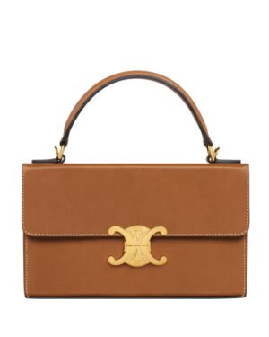 Celine Box Triomphe In Natural Calfskin Coffee