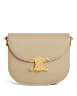 Celine Teen Besace Triomphe In Shiny Calfskin Apricot