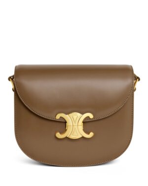 Celine Teen Besace Triomphe In Shiny Calfskin Coffee