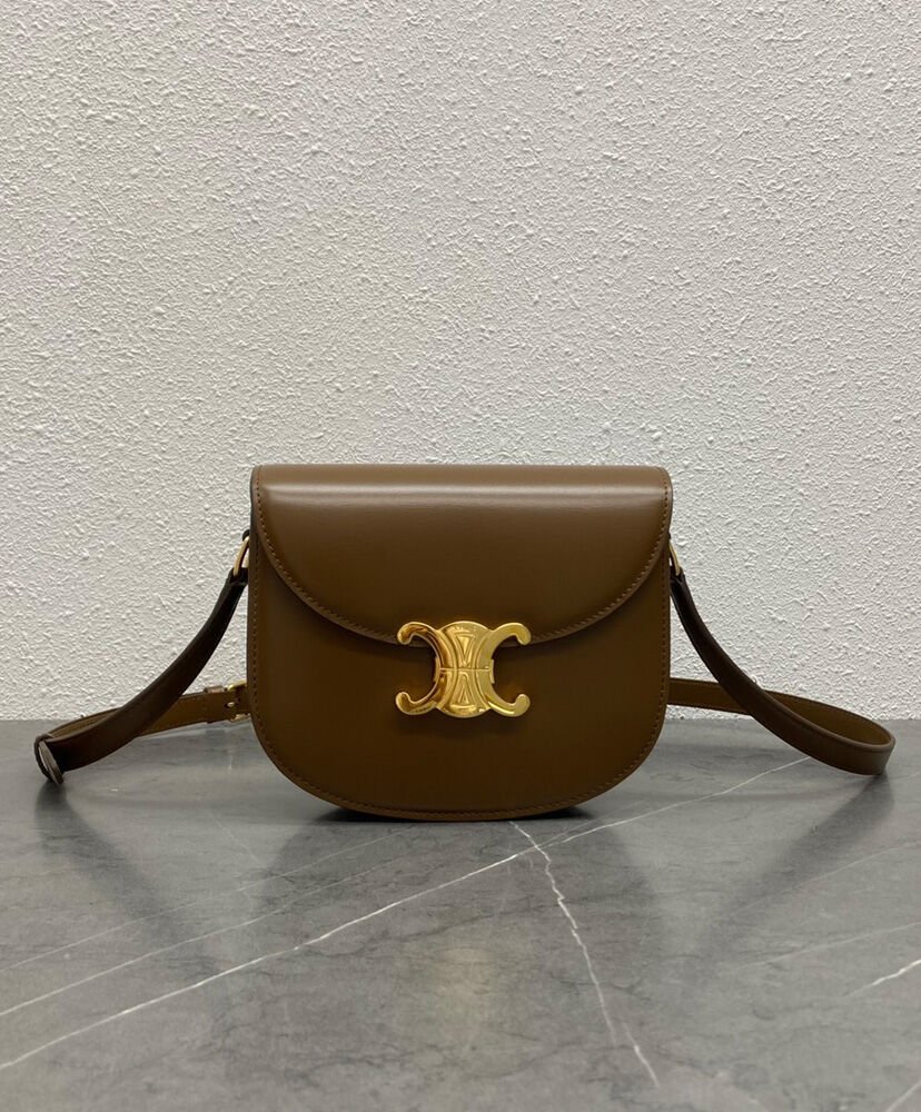 Celine Teen Besace Triomphe In Shiny Calfskin Coffee - Image 2