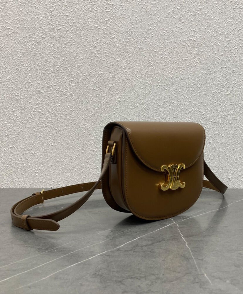 Celine Teen Besace Triomphe In Shiny Calfskin Coffee - Image 3