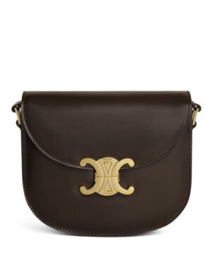 Celine Teen Besace Triomphe In Shiny Calfskin Dark Coffee