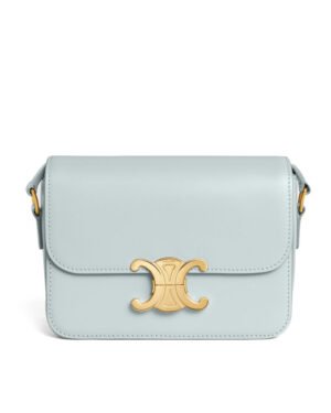 Celine Teen Triomphe Bag In Shiny Calfskin Blue