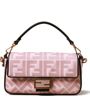 Fendi Baguette FF Canvas Bag 8BR600 Pink