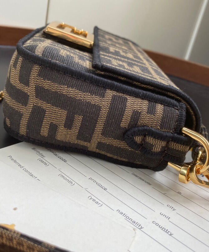 Fendi Mini Baguette Fabric Bag 8BS0171 Coffee - Image 5