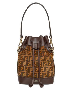 Fendi Mon Tresor Leather Mini-bag With FF Print 8BS010 Dark Coffee
