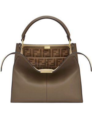 Fendi Peekaboo X-lite Medium Leather Bag Khaki