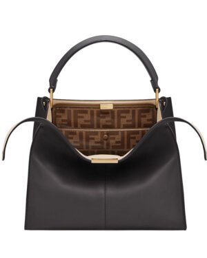 Fendi Peekaboo X-lite Medium Leather Bag Black