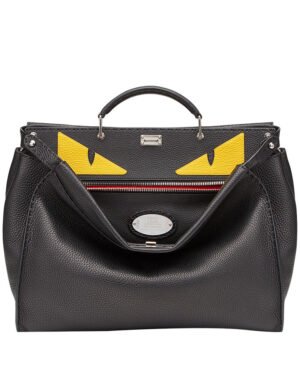 Fendi Peekaboo In Black Roman Leather 7VA388 Black