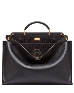 Fendi Peekaboo Iconic Essential Calf Leather Bag 7VA476 Black