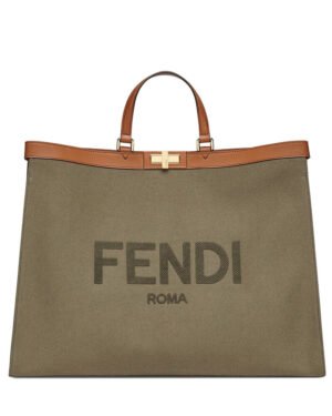 Fendi Peekaboo X-tote Canvas bag 8BH374 Khaki