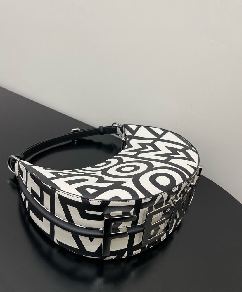 Fendi Fendigraphy Small Two-tone printed leather Fendi Roma Capsule Bag 8BR798 Black - Image 5