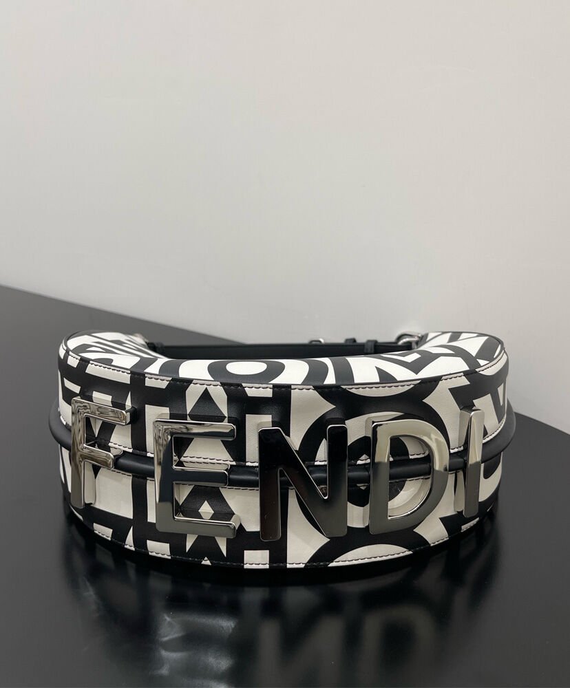 Fendi Fendigraphy Small Two-tone printed leather Fendi Roma Capsule Bag 8BR798 Black - Image 6