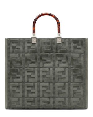 Fendi Sunshine Medium FF Fabric Shopper Green