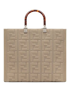 Fendi Sunshine Medium FF Fabric Shopper Gray