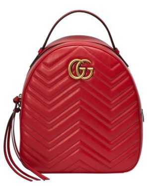 Gucci GG Marmont Quilted Leather Backpack Bag 476671 Red