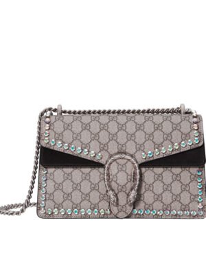 Gucci Dionysus GG Supreme shoulder bag with crystals 400249 Black