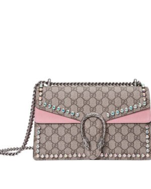 Gucci Dionysus GG Supreme shoulder bag with crystals 400249 Pink
