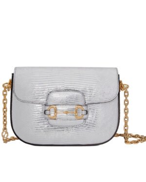 Gucci Horsebit 1955 Lizard Mini Bag 675801 Silver
