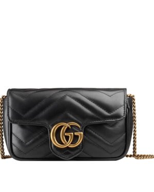 Gucci GG Marmont matelasse leather super mini bag 476433 Black