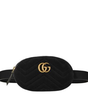 Gucci GG Marmont matelasse velvet belt bag 476434 Black