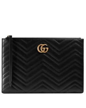 Gucci GG Marmont matelasse leather pouch 476440 Black