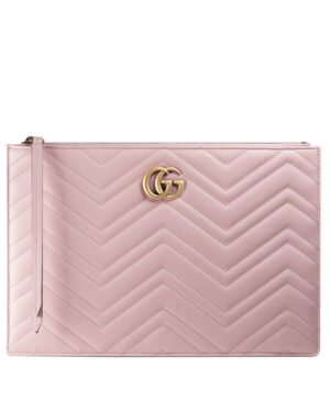 Gucci GG Marmont matelasse leather pouch 476440 Pink