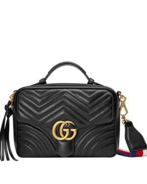 Gucci GG Marmont matelasse top handle bag 498100 Black