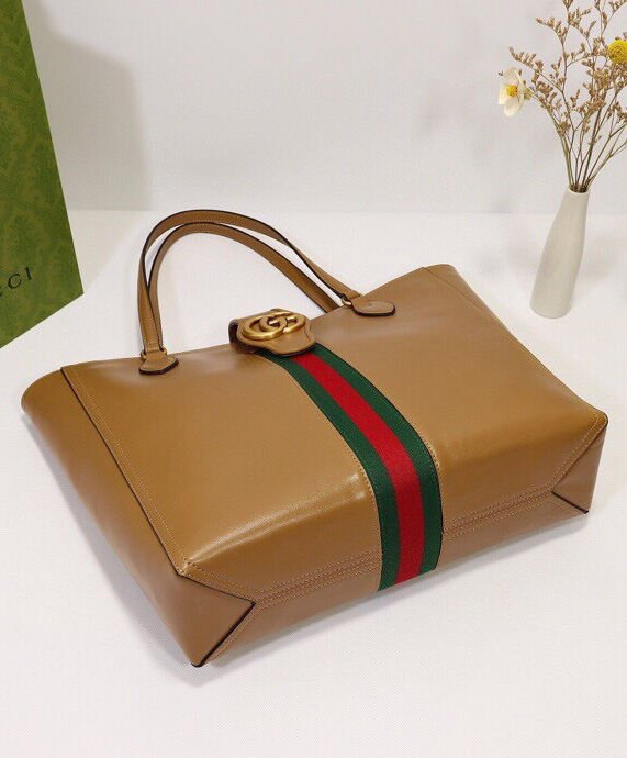 Gucci Medium tote bag with Double G and Web 649577 Coffee - Image 6