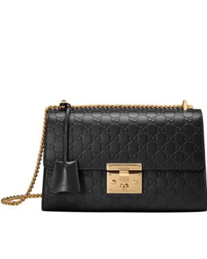 Gucci Padlock medium Gucci Signature shoulder bag 409486 Black