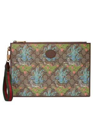 Gucci Tiger Print GG Pouch 688378 Green